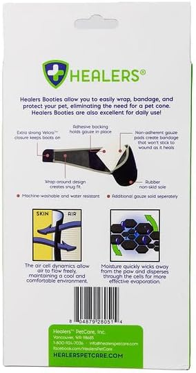 Healers Petcare Medical Dog Bootie for Wound Care & Paw Protection, Single Boot (Blue) - Non-Slip Sole, Breathable Fabric, Vet Approved (X-Small)