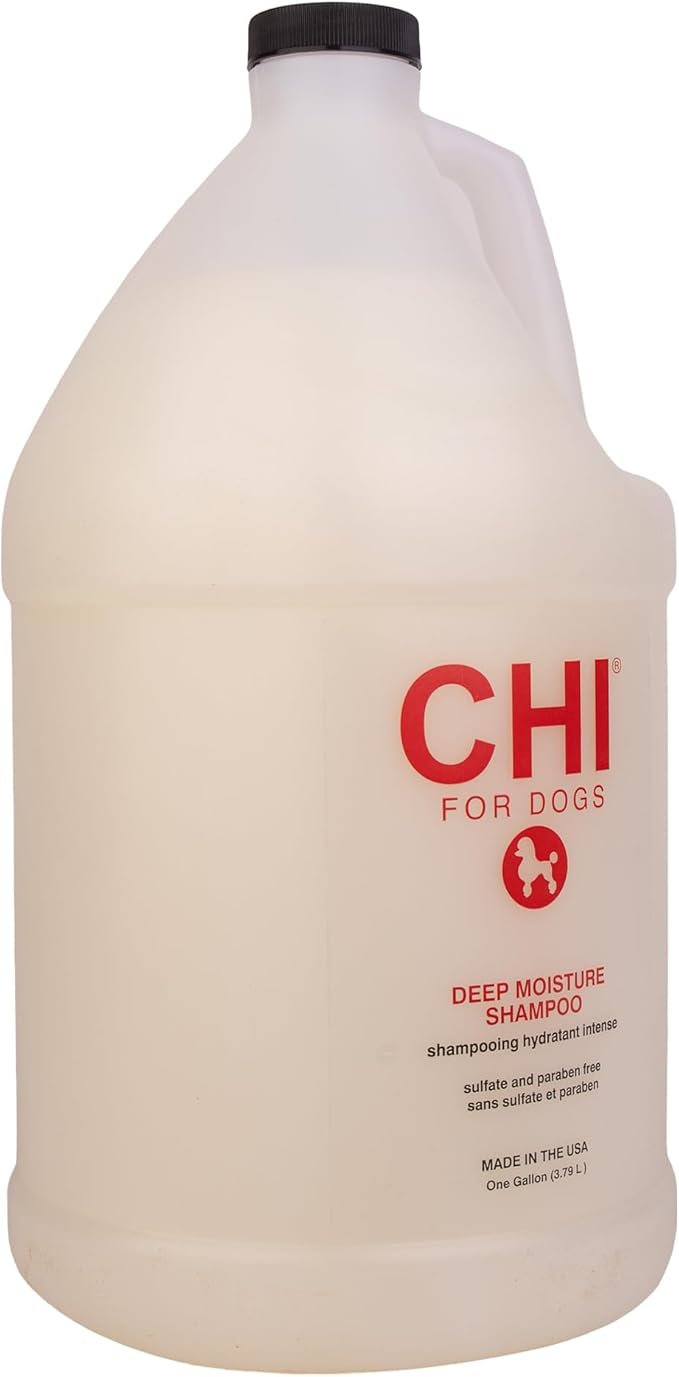 CHI for Dogs Deep Moisture Shampoo - Professional Dog Grooming Formula for Dry Coats - Hydrating and Nourishing Wash in Gallon Size for All Breeds and Hair Types, 128 Fl Oz