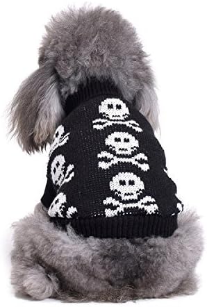 Skull Dog Sweater Holiday Halloween Christmas Pet Clothes Soft Comfortable Dog Clothes - Black,XXL
