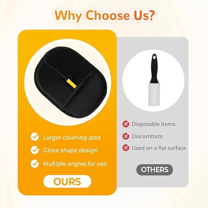 Pet Hair Removal Glove for Cats & Dogs, Efficient Grooming Gloves for Pet Hair, Cat Grooming Gloves for Hair Removal，Reusable Cat & Dog Hair Remover for Couch, Furniture, Carpet, Curtain(2Pcs)