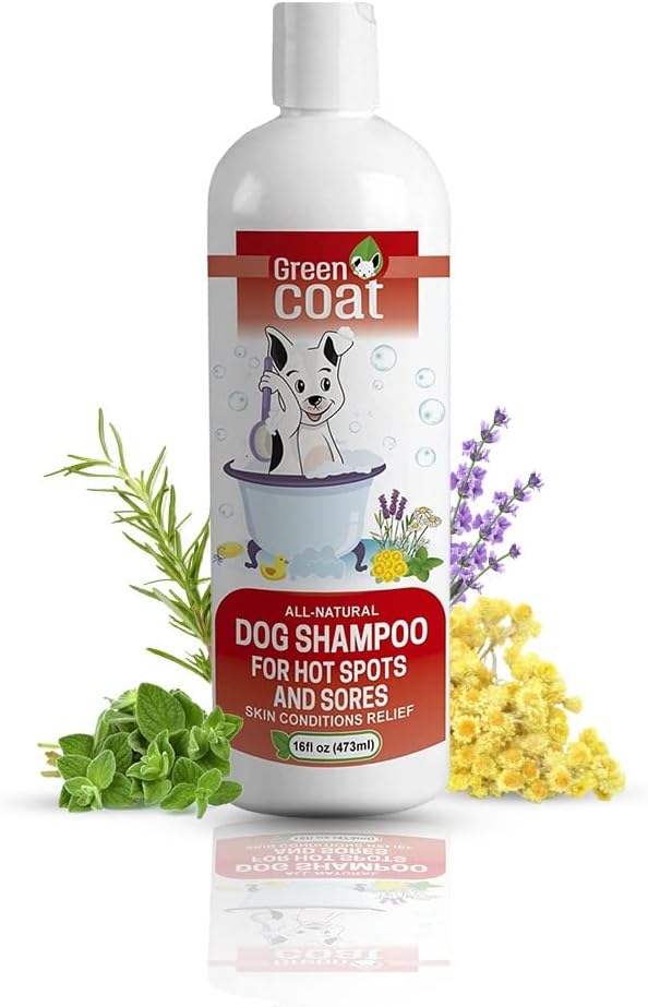 Natural Dog Shampoo for Hot Spots And Sores | Soothing Relief for Irritated Or Itchy Skin | Made In The USA With Organic and Natural Ingredients | Made with essential oils | 16fl oz 473 ml.