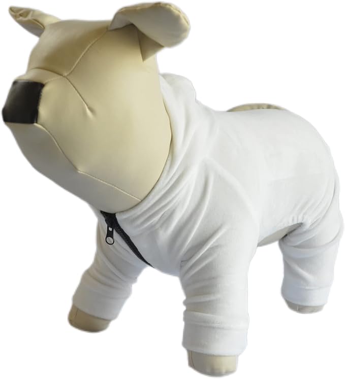 Dog Pajamas Pet Jumpsuits PJS for All Seasons, Velvet Dog Hoodies 4 Legs Four Feet Dog Onesies Stylish PJS Puppy Costume Cotton Liner Warm Pet Clothes for Small Medium Large Dogs White M