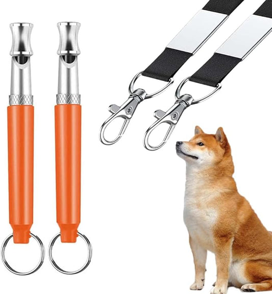 Professional Dog Training Whistles to Call Your Dogs, Whistles to Make Dogs Come to You, Adjustable Ultrasonic Silent That Only Dogs Can Hear, Pet Training Whistle with Lanyard for Recall (Orange)