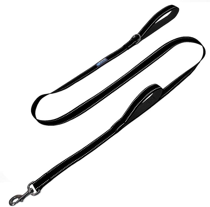 Max and Neo Double Handle Traffic Dog Leash - Reflective, Donates to Dog Rescue (Black, 4 FT)