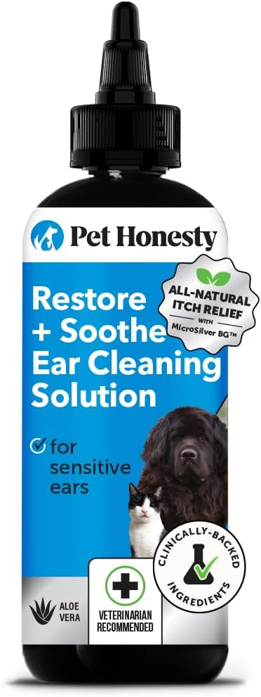 Restore + Soothe Ear Cleaner for Dogs & Cats, Soothes Itching, Gentle on Sensive Ears, Irritation and Aches (Aloe Vera) - 4oz