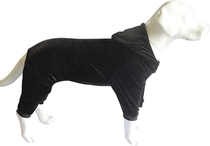 Dog Pajamas Pet Jumpsuits PJS for All Seasons, Velvet Dog Hoodies 4 Legs Four Feet Dog Onesies Stylish PJS Puppy Costume Cotton Liner Warm Pet Clothes for Small Medium Large Dogs Black L