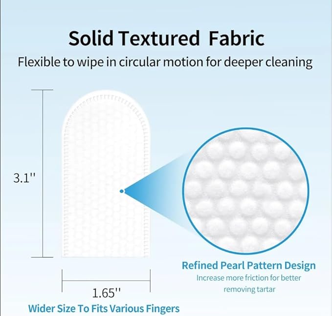 Dog Teeth Cleaning Finger Wipes, 100pcs Pet Dental Care Finger Wipes for Dogs and Cats Removing Plaque and Tartar Buildup, Freshens Breath -- Safe Ingredients Disposable No-Rinse Pet Finger Toothbrush