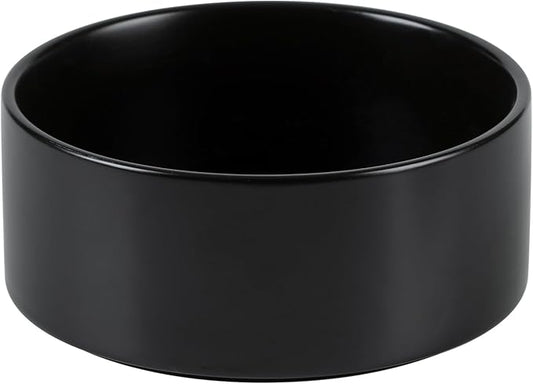 Ceramic Dog Bowl, Food and Water Bowl for Medium Breed Dog, Pet Bowl for Replacement (7.3 inch, Single Bowl, Black)