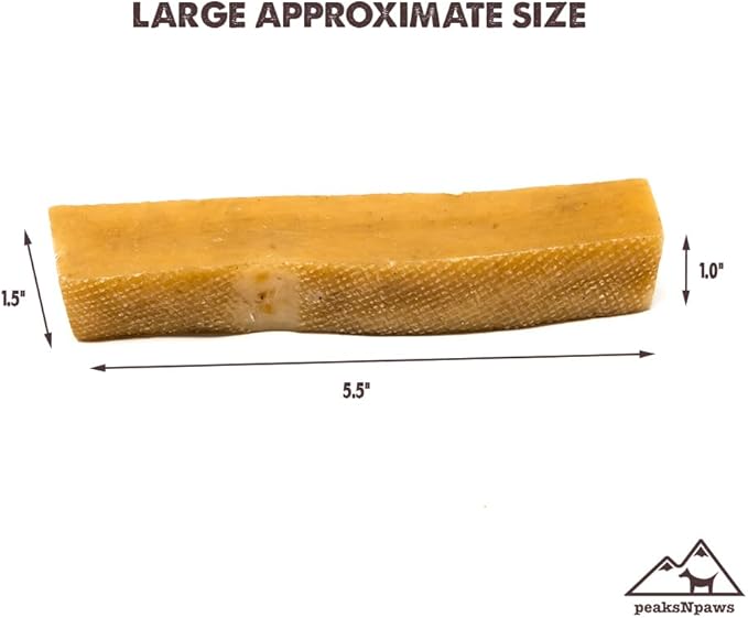 Yak Cheese Himalayan Dog Chews, High Protein, Natural Dog Treats Large Breed, Lactose Free Chew Sticks for Aggressive Chewers, Long Lasting Pet Treat for Dogs Under 55 lbs, 3 Large Chews