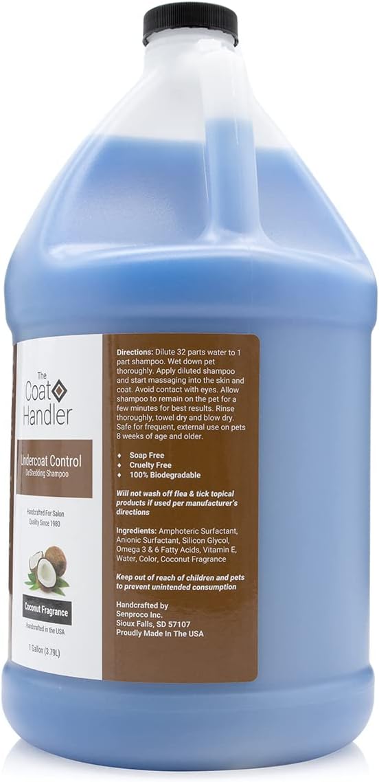 Undercoat Control deShedding Dog Shampoo, 1 Gallon - Combats and Reduces Shedding, Undercoat Removal, Omega 3 & 6 Rich, Vitamin E Strengthens The Hair Follicle, Natural