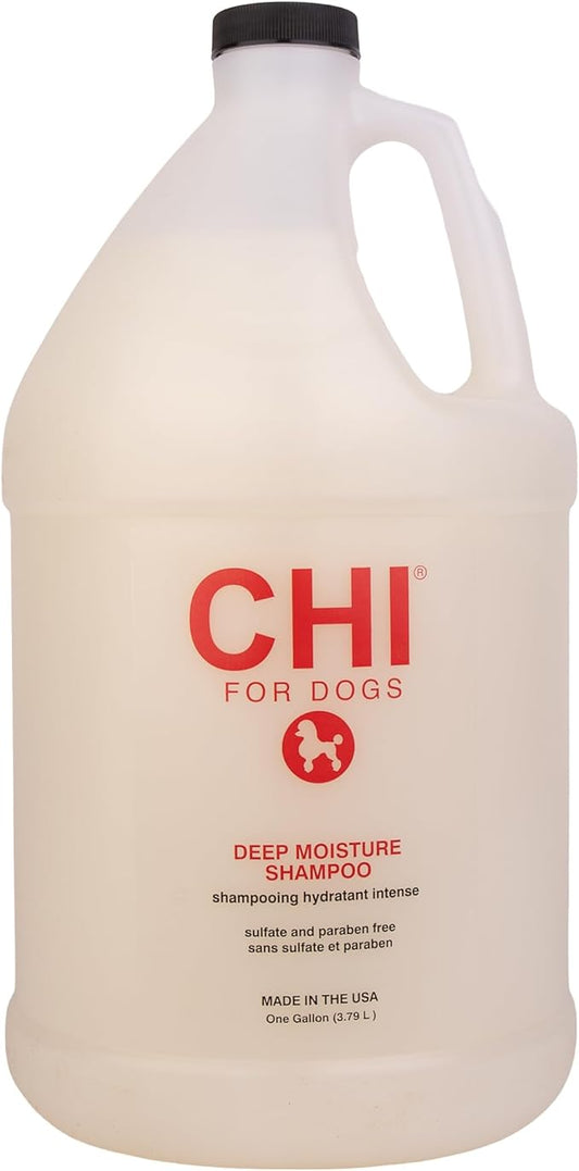 CHI for Dogs Deep Moisture Shampoo - Professional Dog Grooming Formula for Dry Coats - Hydrating and Nourishing Wash in Gallon Size for All Breeds and Hair Types, 128 Fl Oz