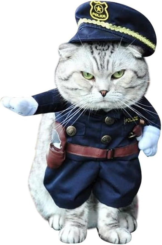 NACOCO Halloween Pet Policeman Costume - Dog and Cat Funny Clothes Outfit Apparel for Small Medium and Large Dogs(Navy Blue, S