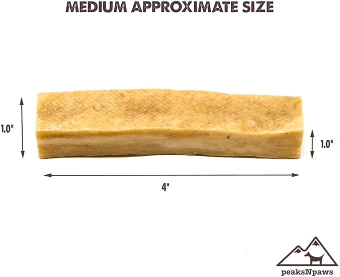 Yak Cheese Himalayan Dog Chews, High Protein, Natural Dog Treats for Medium Dogs, Lactose Free Sticks for Aggressive Chewers, Long Lasting Pet Treat for Dogs Under 35 lbs, 3 Medium Chews