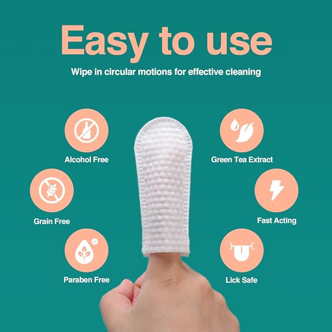 Dog Teeth Cleaning Wipes (90 Count) - No-Rinse Cat Toothbrush, Effective Dog Breath Freshener - Essential Pet Supplies (1.65 in x 3.15 in)