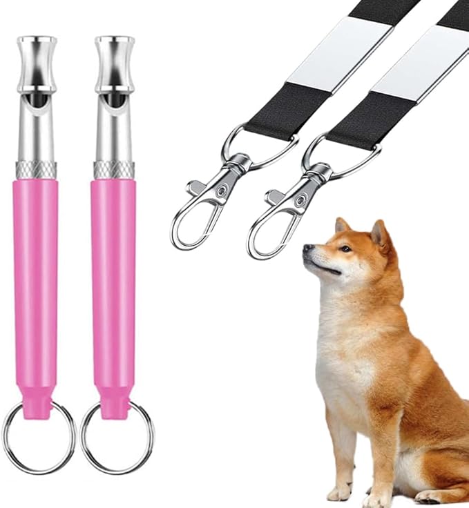 Professional Dog Training Whistles to Call Your Dogs, Whistles to Make Dogs Come to You, Adjustable Ultrasonic Silent That Only Dogs Can Hear, Pet Training Whistle with Lanyard for Recall (Pink)