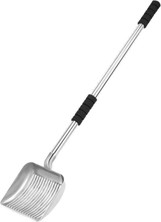 Metal Cat Litter Scoop - 32in Metal Deep Shovel - Removable Stainless Steel - No Bending Back Heavy Duty Cat Litter Scoop - Non-Stick Long Handle Cat Litter Scooper