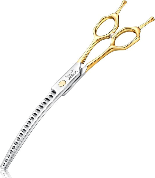 JASON 7.5 Inch Curved Chunker Scissors for Dog Grooming 19 Teeth Professional Downward Chunker Shears with Symmetric Handle Sharp Comfortable