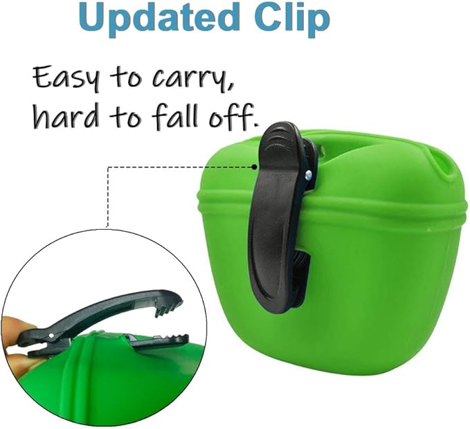RoyalCare Silicone Dog Treat Pouch-Small Training Bag-Portable Dog Treat Bag for Leash with Magnetic Closure and Waist Clip[US Design Patent]