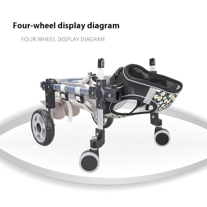 Dog Wheelchair for Back Legs，Adjustable Pets Cart Mobility Aids for Little Pets,Chest & Thigh Support,Suitable Small Medium Dogs (Four Rounds, M)