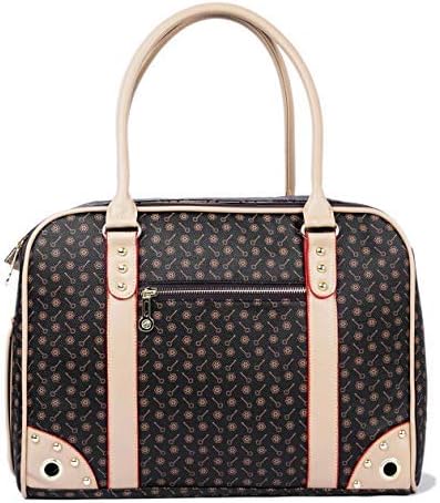 Pet Carrier Tote Around Town Pet Carrier Portable Dog Handbag Dog Purse for Outdoor Travel Walking Hiking, Brown, 15.75''*11.42''*6.7''