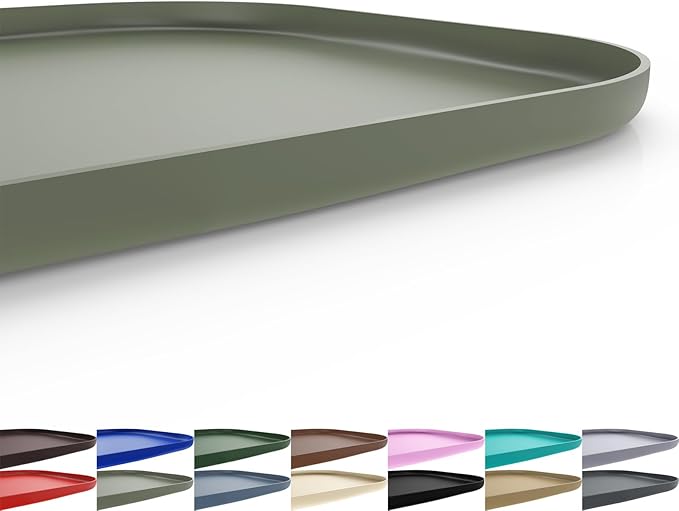 Silicone Pet Feeding Mat with Raised Edge for Food and Water, Dog Bowl Mats, Cat Bowls Placemat with High Lip for Floor Waterproof, Rubber Tray for Cats and Dogs 19 x 12 x0.7 Light Olive Green