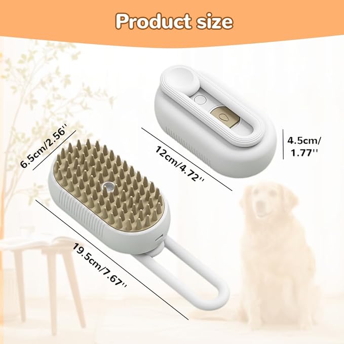 Cat Steam Brush, New 3 in 1 Pet Steam Groomer Brush, Rechargeable Pets Steam Groomer Comb for Massaging and Cleaning Shedding Pet Hair, Multifunctional Hair Removal Comb Cats and Dogs (Khaki)