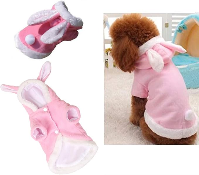 Easter Bunny Dog Costume Puppy Hoodies Dog Clothes pet Suit for Small Dogs Cats (Color : Pink, Size : xs)