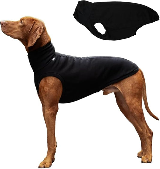 Sweatshirt for Vizsla/Weimaraner/Poodle/Dalmatian/German Dog, Reflective Sleeveless Warm Cotton Clothes for Big Dogs (Black, XXX-Large(Chest 31''. back26''))