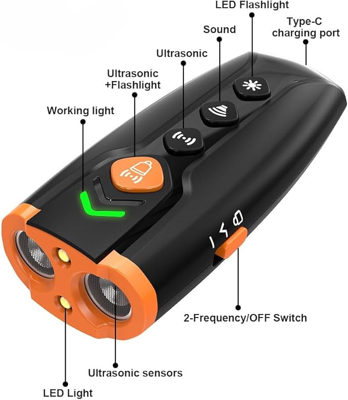 Dog Bark Deterrent Devices, Ultrasonic Anti Barking Device for Dogs, Stopping Own or Neighbor's Dog Barking, Rechargeable & Portable Dog Training Device, Safe & Effective for Indoor & Outdoor Use