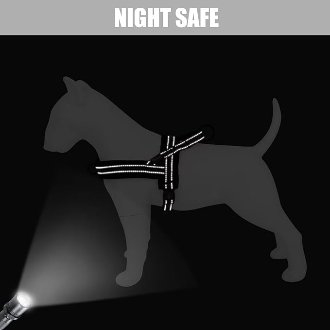 Didog Soft Flannel Padded Dog Vest Harness, No Pull/Quick Fit Reflective Dog Strap Harness, Easy for Training Walking (S:Chest 18-22", Black)