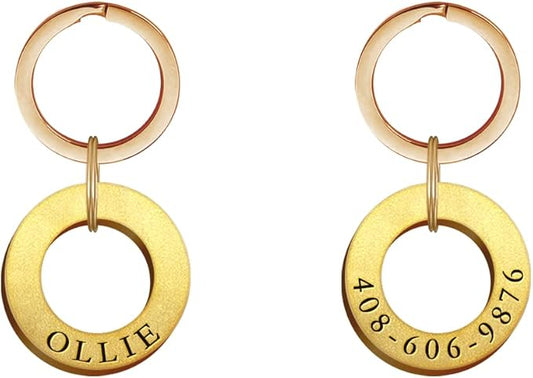 Dogs ID Tags Personalized Double Sided Deep Engraved Cat & Dog Collar Charm Ring Shape Brass Small