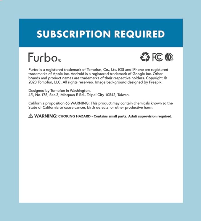 Furbo Mini Pet Camera - Unlock Camera & Smart Features w/Paid Plan: Home Security with Dog & Cat Safety Alerts, 2-Way Audio, Mountable Smart Cam w/Phone App (Subscription Required, 3mo Minimum)