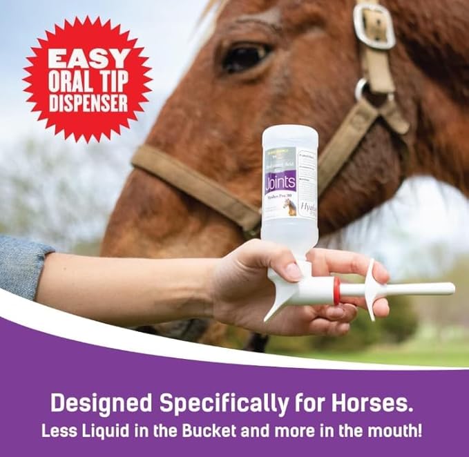 Hyalogic Hyalun Pro 30 - Hyaluronic Acid Joint Support Supplement for Horses – Horse Care Solution with Easy-to-Use Oral Dispenser – Supports Healthy Joints & Cartilage - 30-Day Supply (3oz / 90ml)
