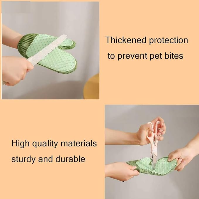 Pet Hair Remover Gloves Bath Brush Gentle Shedding Brushes,Pet Hair Remover Tool for Carpet, Curtain, Clothing, Couch, Car Seat (Green)