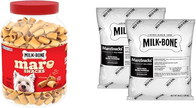 Milk-Bone MaroSnacks Dog Treats Bundle: 40 Ounce Canister + 2 Refill Packs