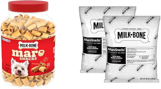 Milk-Bone MaroSnacks Dog Treats Bundle: 40 Ounce Canister + 2 Refill Packs
