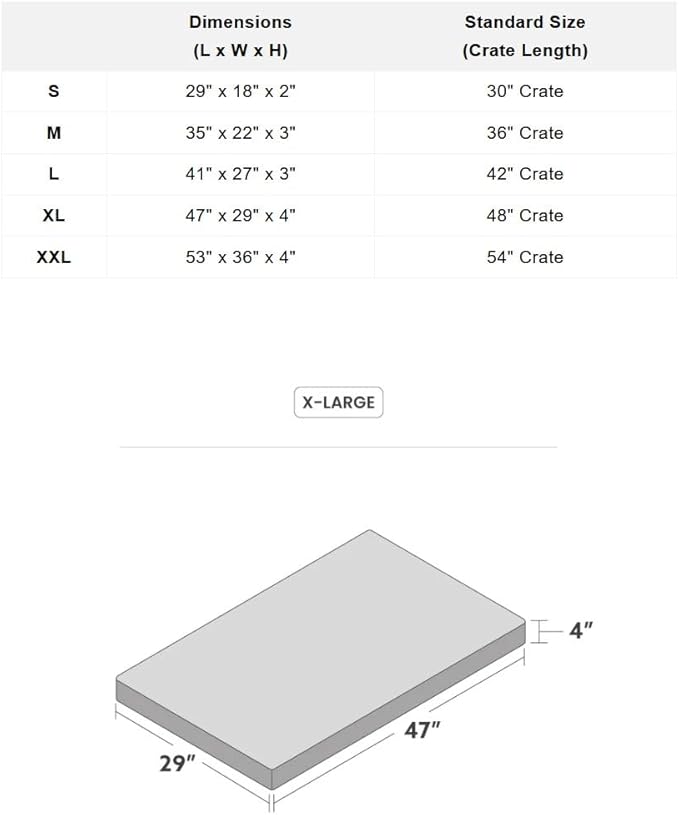 K9 Ballistics Tough Rip-Stop Orthopedic Dog Crate Bed - Durable, Removable, and Washable Cover, Kennel Crate Pad Fits in Crate, X-Large 47"x29", Standstone