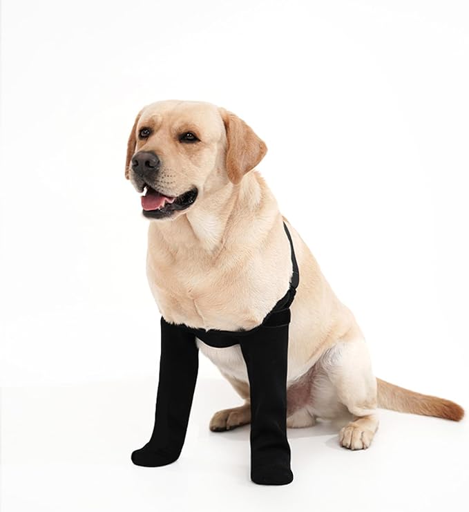 yreoner Dog Recovery Socks - Waterproof Non-Slip Boots for Wound Protection & Anti-Licking, Post-Surgery Care and Skin Condition Protection (Black, L)
