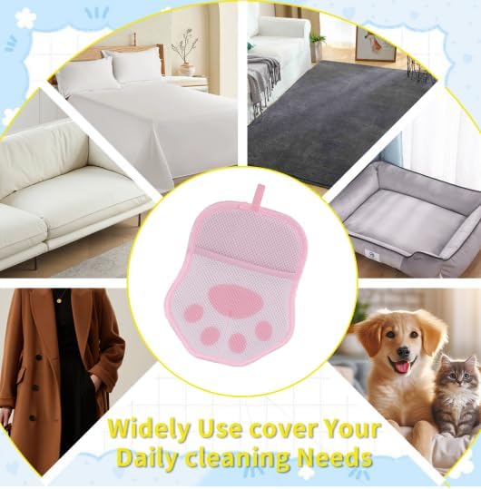 Pet Hair Removal Glove for Cats& Dogs Enlarge Reusable Electrostatic Pet Hair Gloves, Pet Hair Remover Tool for Couch, Clothing,Carpet, Car Seat (Pink)