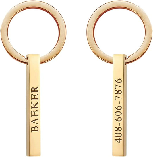 Dogs ID Tags Personalized Four Sided Deep Engraved Cat & Dog Collar Charm Bar Shape Brass Small