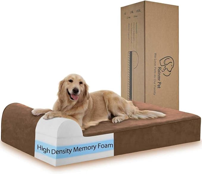 Orthopedic Dog Beds for Large Dogs, 7" Memory Foam Dog Beds with Waterproof Liner, Chew Proof Microsuede Cover, Removable and Washable, Nonskid Bottom, 48"x30"x7" L Chocolate