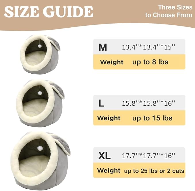 Cat Beds for Indoor Cats - Rabbit-Shaped Cat Cave Bed with Hanging Toy,Super Soft Calming Pet Bed for Kitten,Small Dog,Warm Plush&Machine Washable&Removable Cotton Pad,cat Hideaway