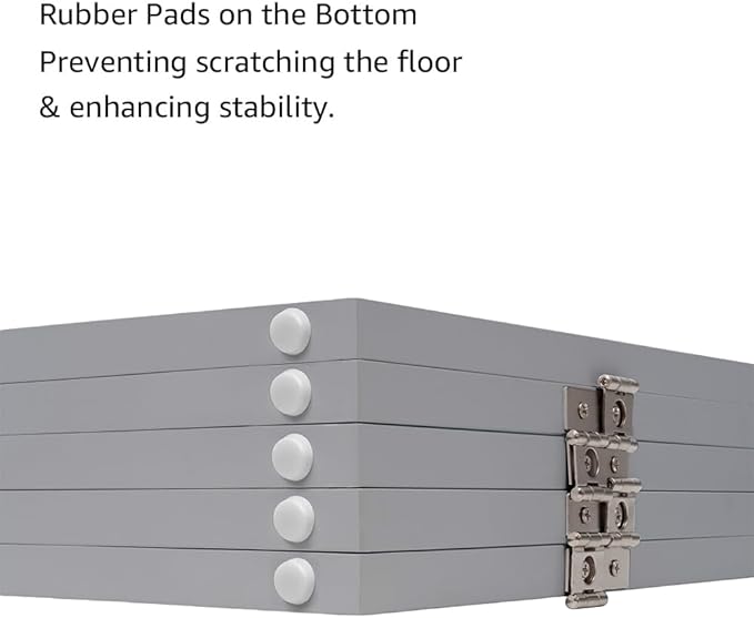 unipaws 36”H Free Standing Pet Gate for Dogs and Cats, Tall Wooden Dog Gates for Doorway, Stairs, Dog Room Divider, Foldable Pet Fence for The House, Expandable Barrier, Indoor Use, Grey