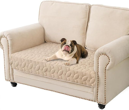 Ameritex Waterproof Pet Bed Cover Anti-Slip Dog Bed Blanket for Sofa and Furniture Waterproof New Pattern Design (Beige, 30x53 Inch (Pack of 1))