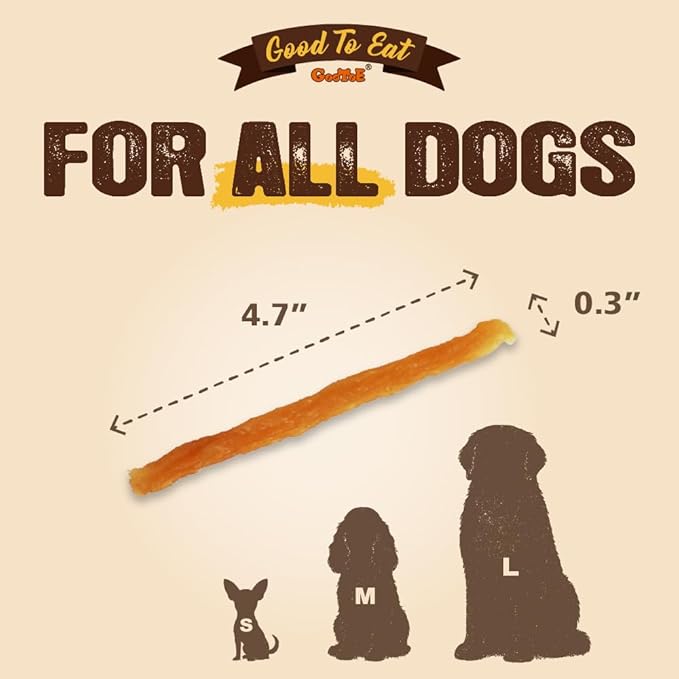 Gootoe Soft Turkey Tendon Stirip 3oz, Natural Chewy Snack, USA-Sourced Turkey Tendon, Premium Training Chews, Hypoallergenic, Reseal Value Bags, Ideal for Small & Senior Dogs