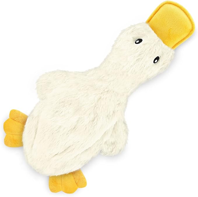 Best Pet Supplies Interactive Squeaky Dog Chew Toy, Ideal Dog Toys for Chewers, Small, Medium & Large Dogs, and Fetch Lovers - Crinkle Duck (White), Large