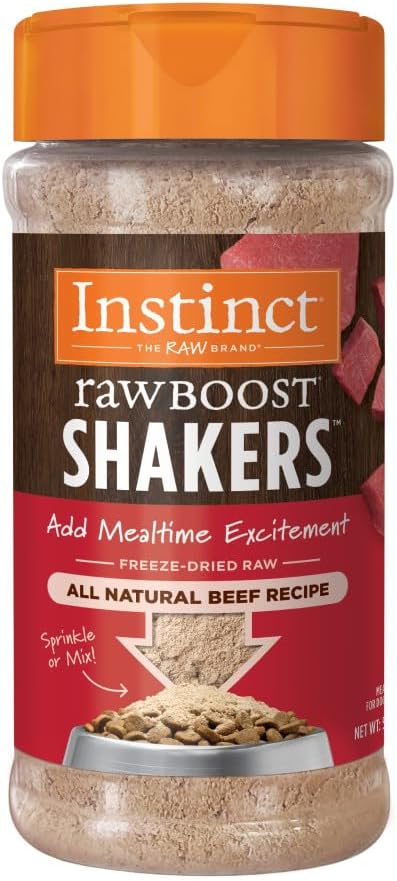 Instinct Raw Boost Shakers, Freeze-Dried Dog Food Powder Topper - Beef, 5.5 oz. Bottle