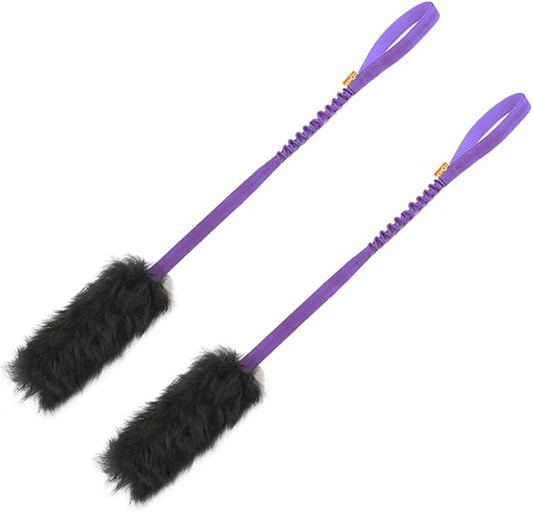 HOWGO Dog Rope,Dog Bungee Chaser 100% Sheepskin,Sheep Smell Tug for All Breeds(Purple, Long Without Ball 2Pack)