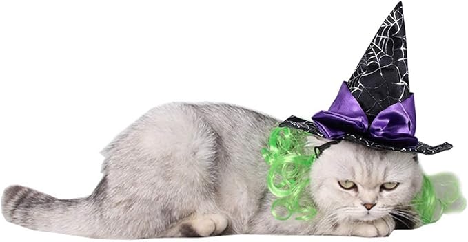 Halloween Cat Hat Costumes Dog Decoration Cloth Witch Mini Hat Pet Cosplay Costumes with Adjustable Rope Suitable for All Pet