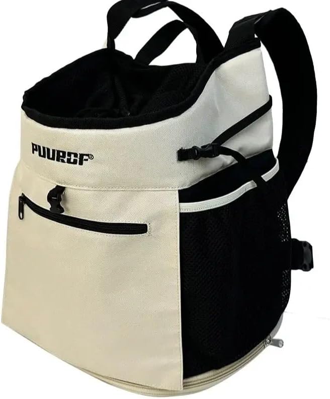 Bag for Cats Chest Dog Backpack Small Dog cat go Out Bag Break Free Walk Dog Dirty pet Backpack Car (Beige, Large)